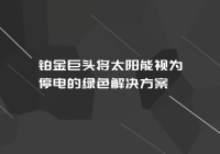 铂金巨头将太阳能视为停电的绿色解决方案